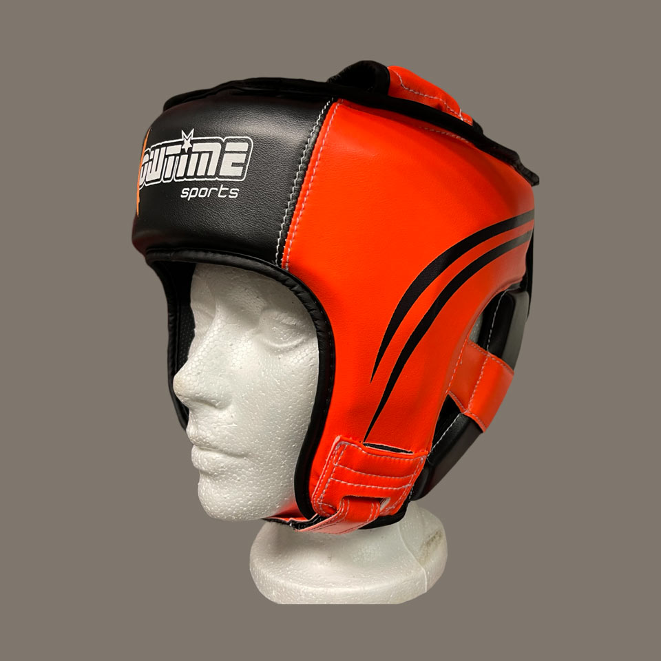 Boxing head gear with chin strap