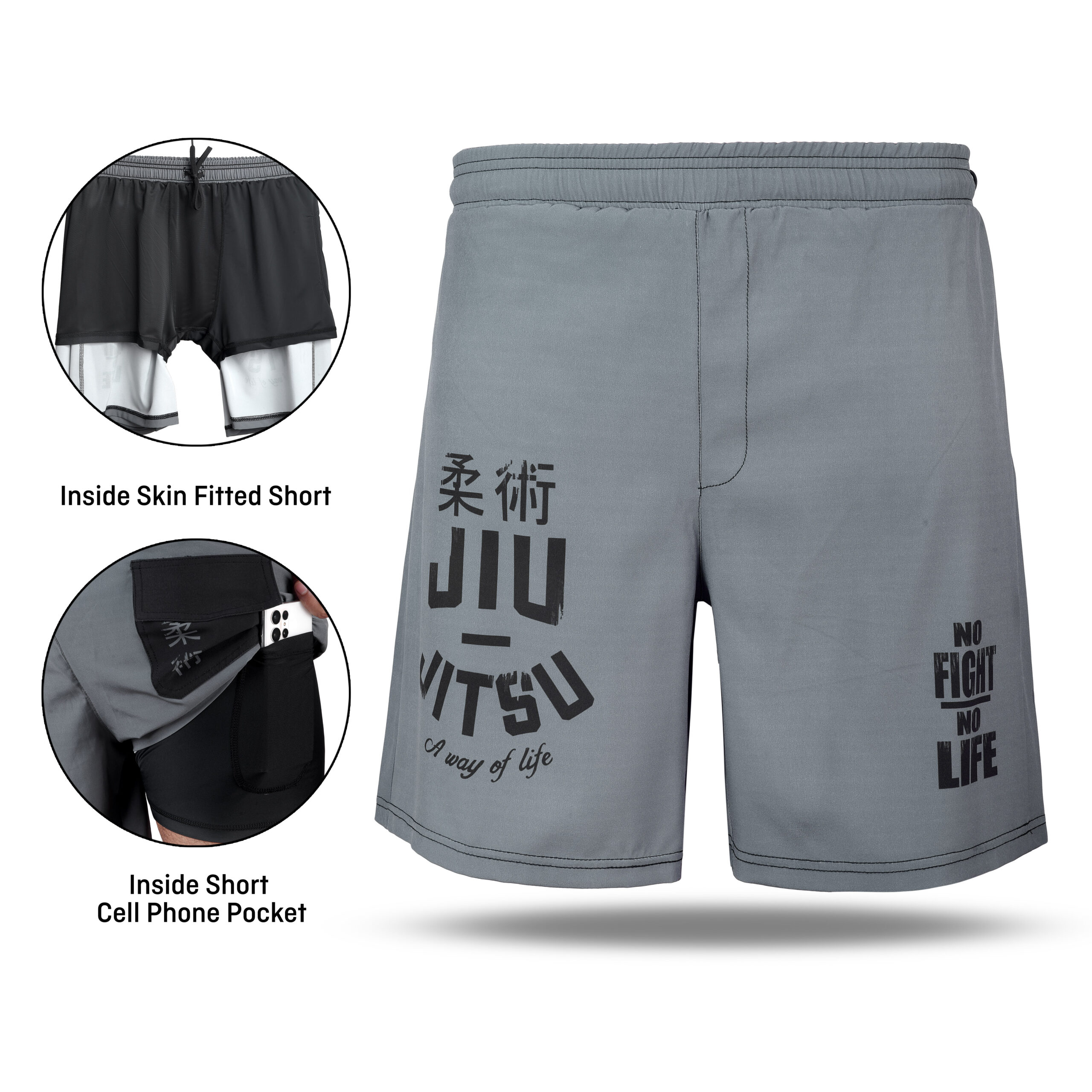 Men's Running Athletic Workout Sports Gym Short with Pocket Grey